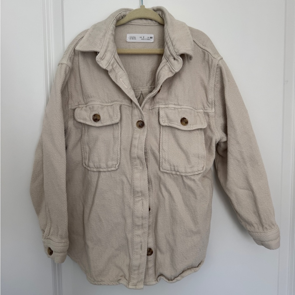 Zara Kids Corduroy Button Front Jacket Size 7 Ivory